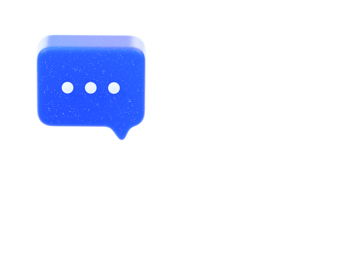 3D chat bubble and pie chart document icon on a purple background layer 2