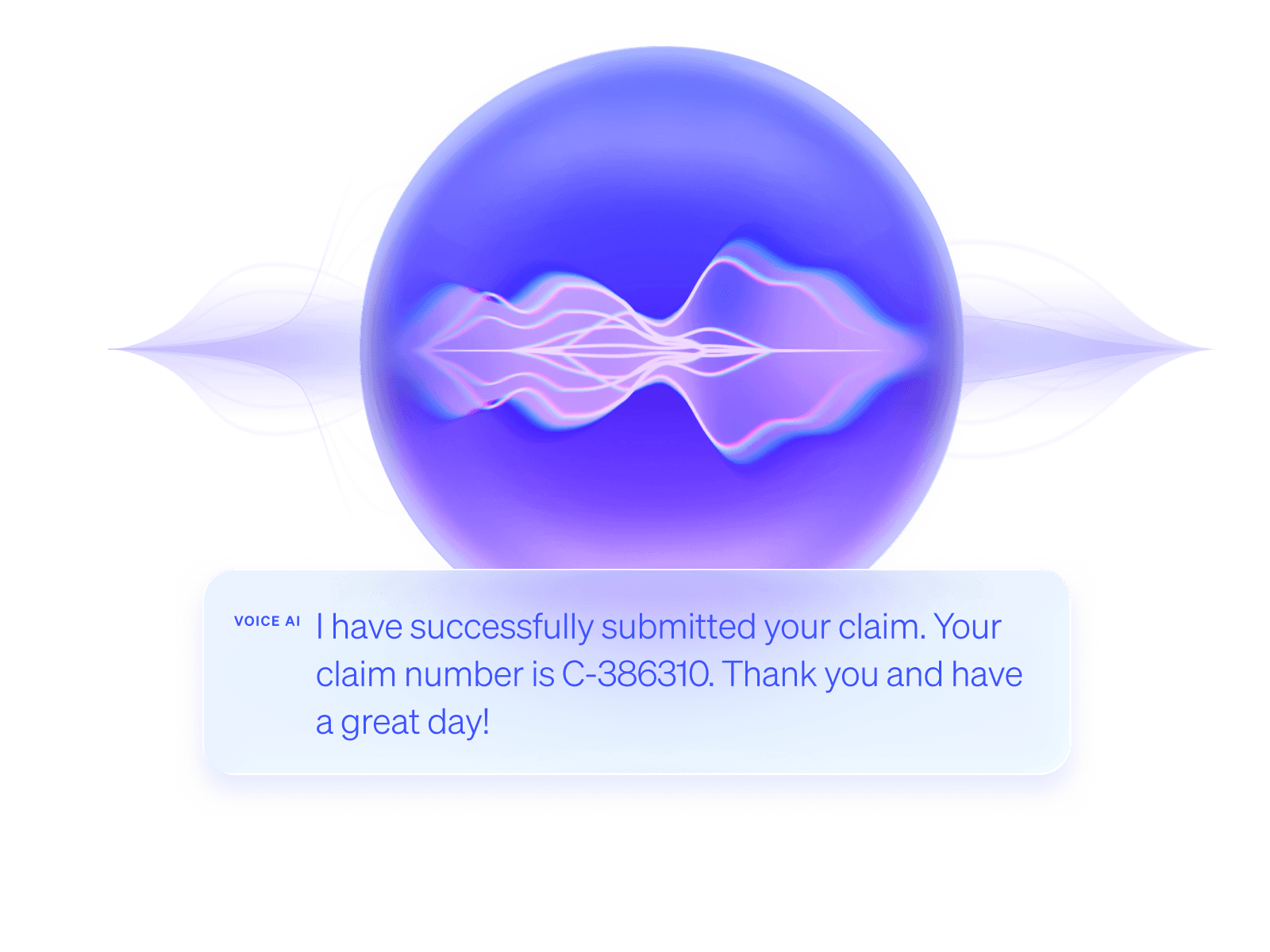 Voice AI message expressing sympathy about a fatal claim and offering a specialist